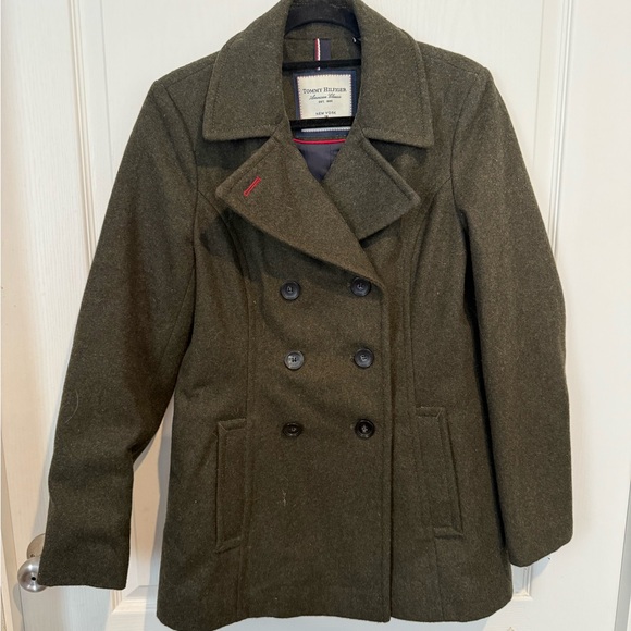 Tommy Hilfiger Jackets & Blazers - Tommy Hilfiger olive green Wool Blend Double-Breasted Peacoat Jacket